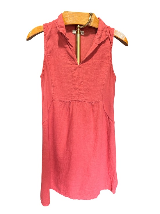 Terzo Millennio Dresses & Skirts - Terzo Millennio 100% Linen Sleeveless Coral Mini Dress with Cotton Panels Small